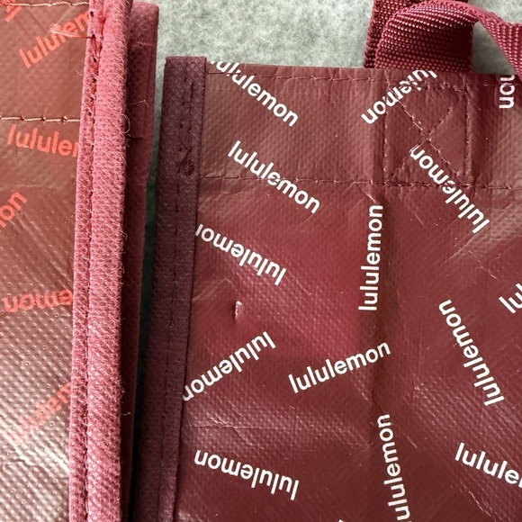 Bundle Of 4 Lululemon Red Burgundy Small Tote Bags Reusable Lot Of Four - Picture 12 of 16